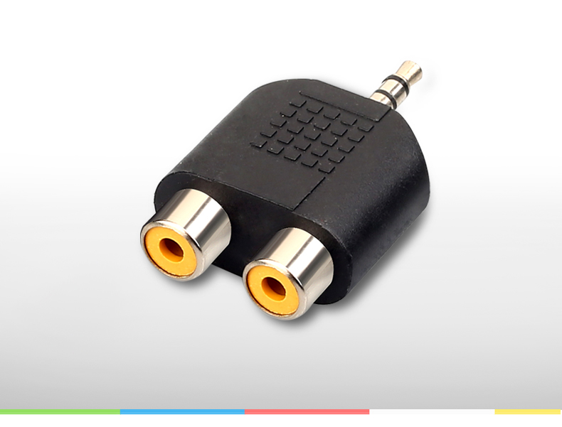 科罗尔 3.5mm转2rca双莲花母 音频公头 rca莲花头 一分二转接头