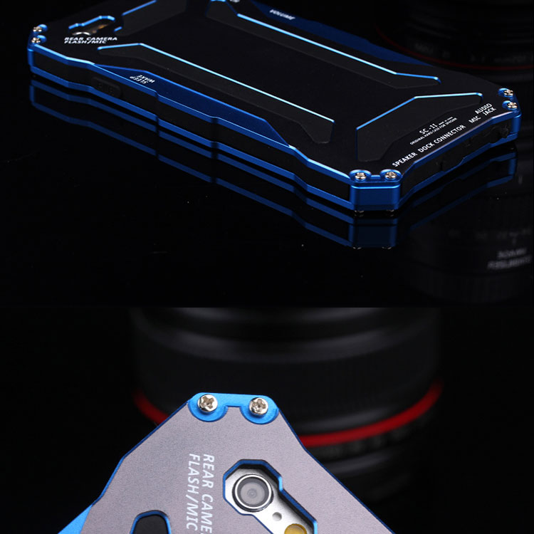 S.CENG Gundam Water Resistant Dustproof Shockproof Silicone Gorilla Glass Aluminum Alloy Metal Case Cover for Apple iPhone 6S