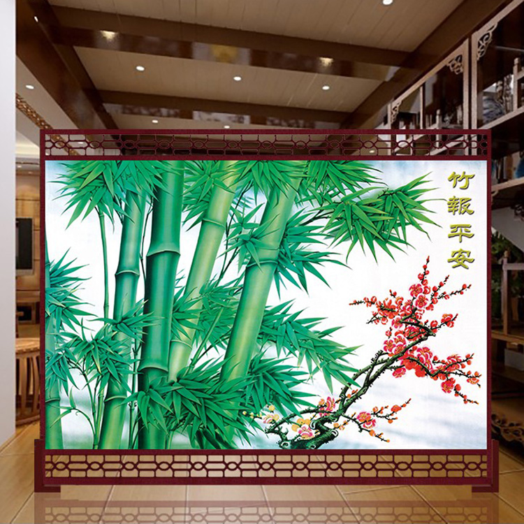 优阁调订制实木屏风隔断进口樟子松木中式双面缕空单扇屏风中式座屏雕花风水墙 2410 240*180四周镂