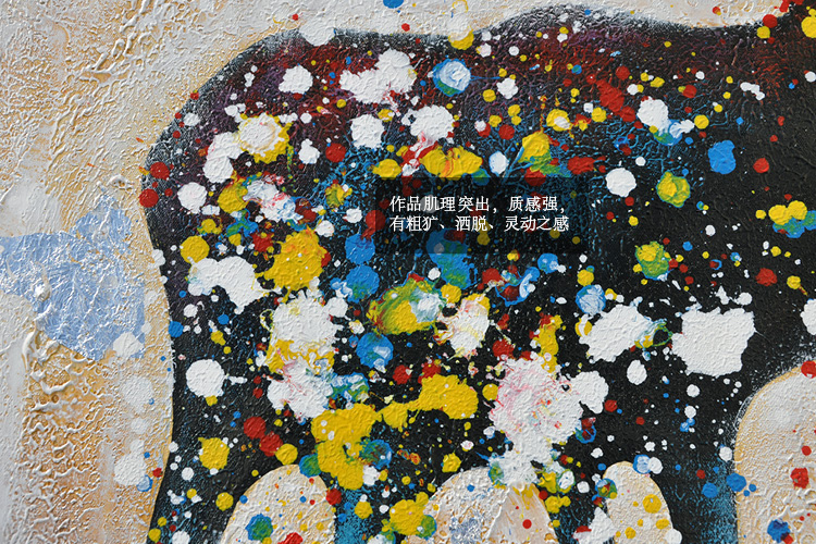 
                                        麋鹿 纯手绘油画 抽象动物装饰画 客厅卧室书房现代简欧挂画有框画墙画壁画 印象斑斓 A款-无框画 80X80cm                