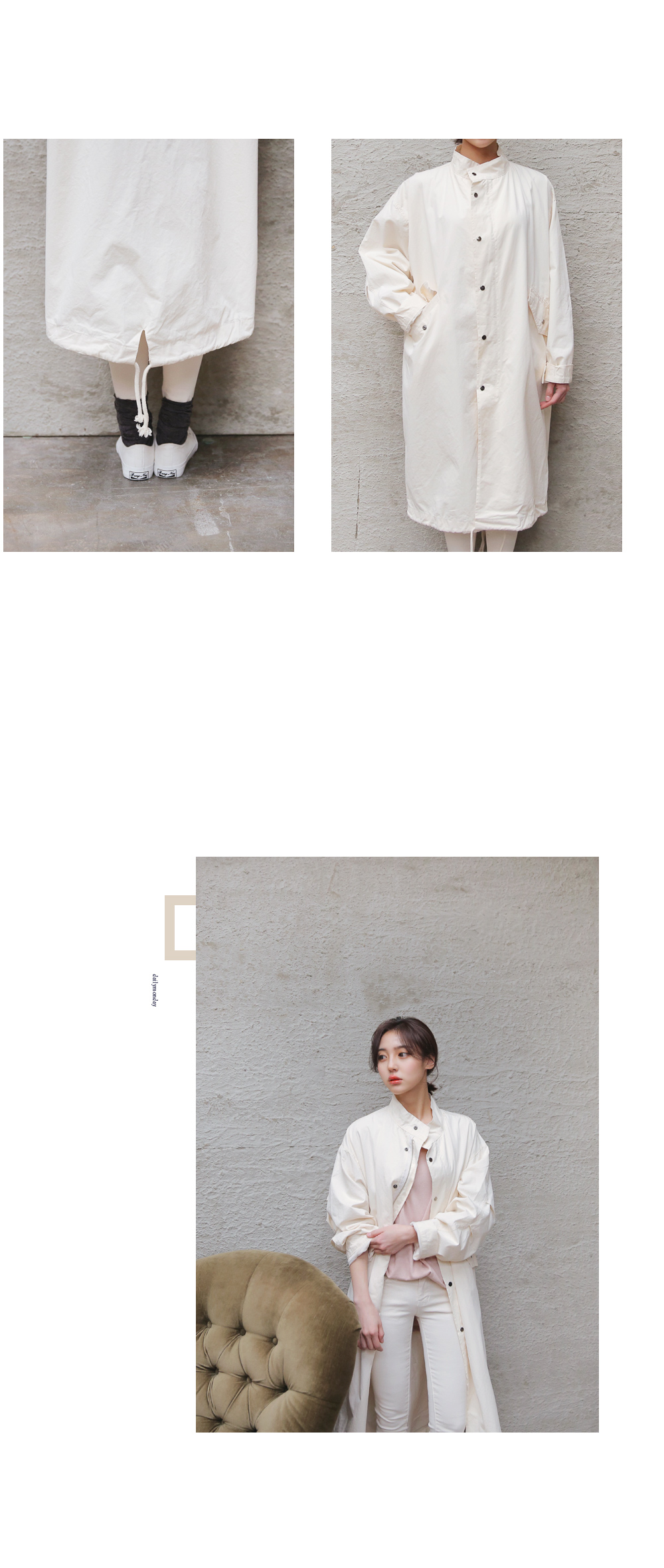 mrsos2015秋装秋季新款女装韩版BF学院风抽绳立领 米白色宽松长款风衣 藏青色 M
