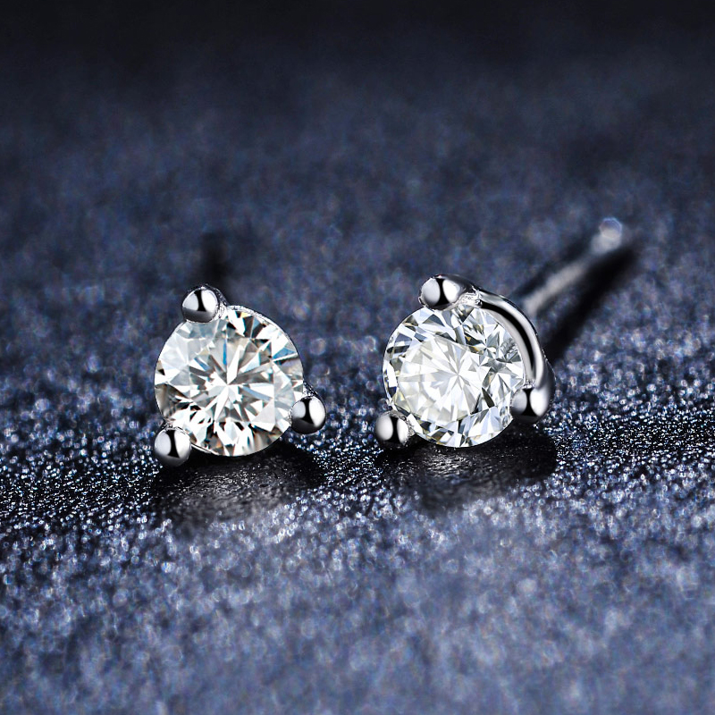 美赋珠宝pt950铂金钻石耳钉三爪钻石耳坠耳饰配耳堵pt950铂金32分fg色