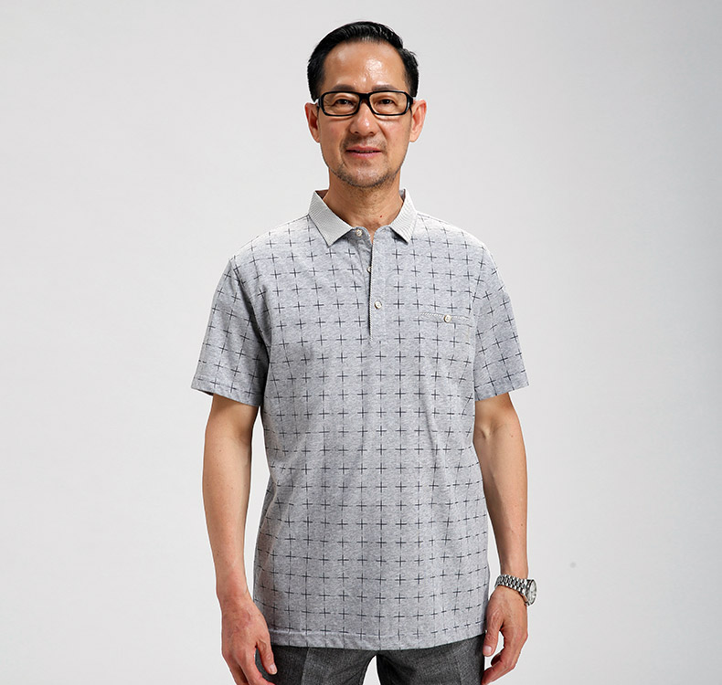 昊吉中年夏天男士短袖t恤翻领宽松薄款爸爸夏季上衣吸汗透气体恤 白色