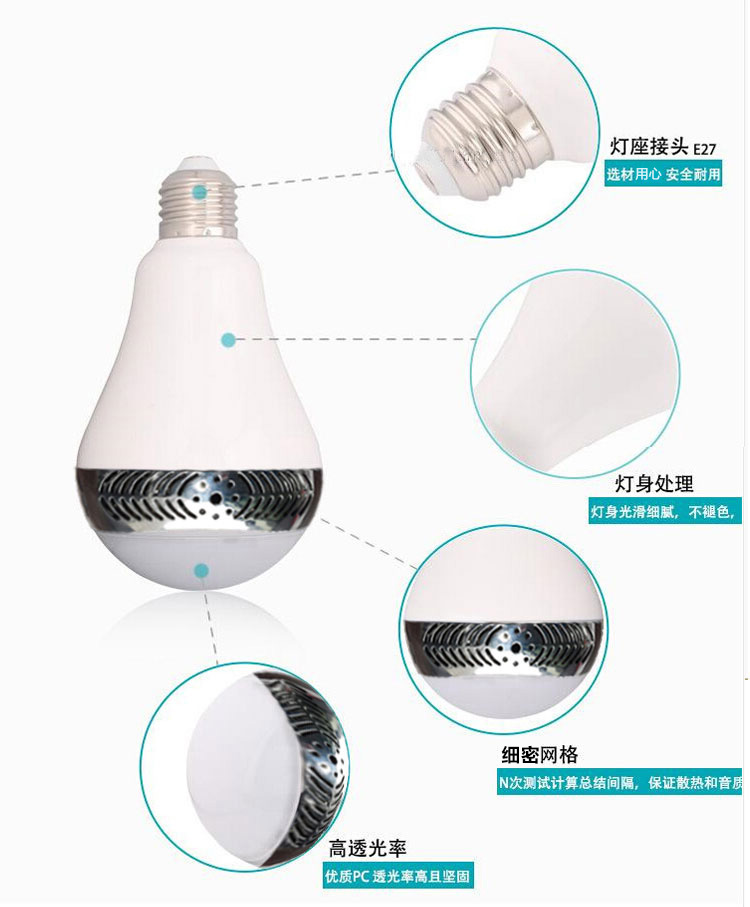 
                                        【支持货到付款】纽曼BT-LED1 智能灯泡音响节能灯 智能家居                