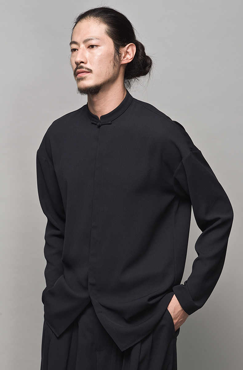 男装 衬衫 花笙记(husenji) 花笙记复古民族中国风一粒盘扣立领薄衬衫