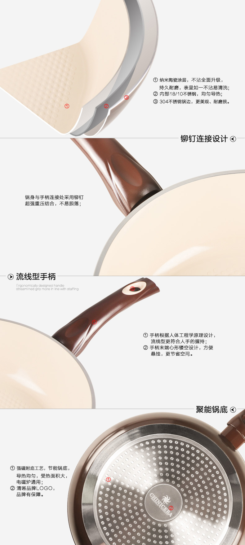 
                                        七鲤（CHINICERA） chinicera 28cm/陶瓷涂层不粘锅/炒锅                