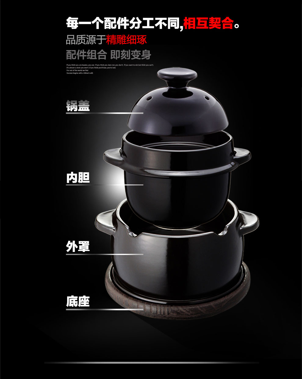
                                        K+dep凯得宝锅具套装 砂锅石锅 黑陶锅 陶瓷蒸锅 煮米饭煮粥 养生锅 陶瓷煲 米饭锅3号(3-4人用)                