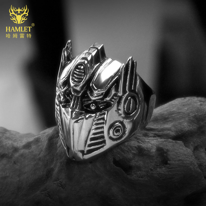 哈姆雷特 个性饰品变形金钢戒指男款 汽车人擎天柱指环钛钢 时尚配饰