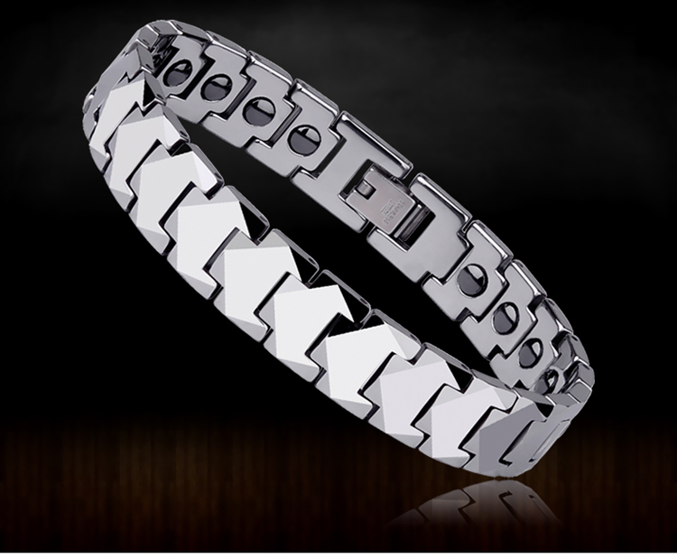 飒雅 手链男款潮钨金男士手镯能量手环黑磁石学生健康简约商务饰品