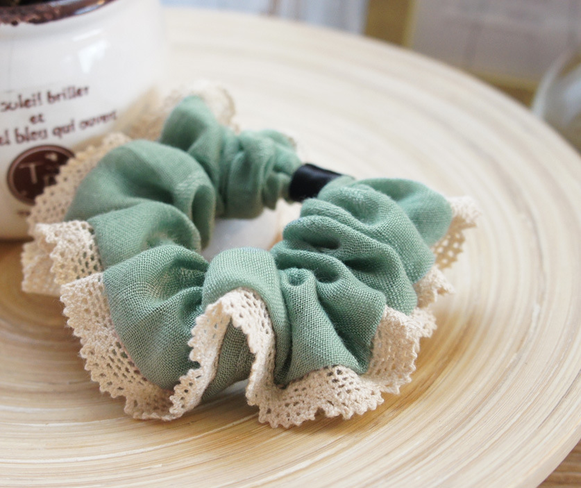 juko韩韩版森林系蕾丝薄棉纱发圈 发绳头花发饰头饰q0379 粉藕