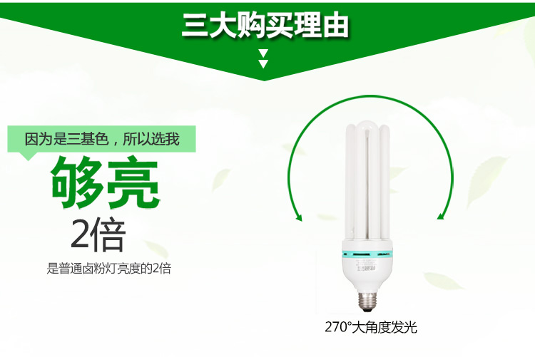 
                                        格润莱特 4U-65W节能灯E27螺口灯头超亮白光 仓库工程用大瓦数节能省电灯泡                