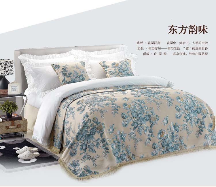 
                                        伊牧家纺 酒店宾馆床上用品 大提花床盖 防尘欧式床罩单件 东方花韵 55*55CM抱枕套                