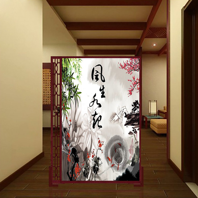 优阁调实木屏风隔断订制进口樟子松木中式双面缕空单扇屏风中式座屏雕花风水墙 绿色 120*180左镂