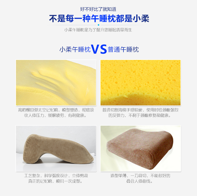 XARO小柔 办公午睡枕趴枕 学生午休趴睡枕头记忆棉抱枕 夏季慢回弹手枕 多功能靠垫腰靠 天鹅绒-月光蓝午睡枕