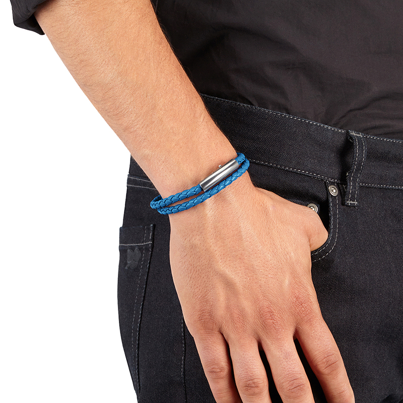 宝缇嘉(bottega veneta)男士编织小羊皮银手绳405689viah74315 黑色