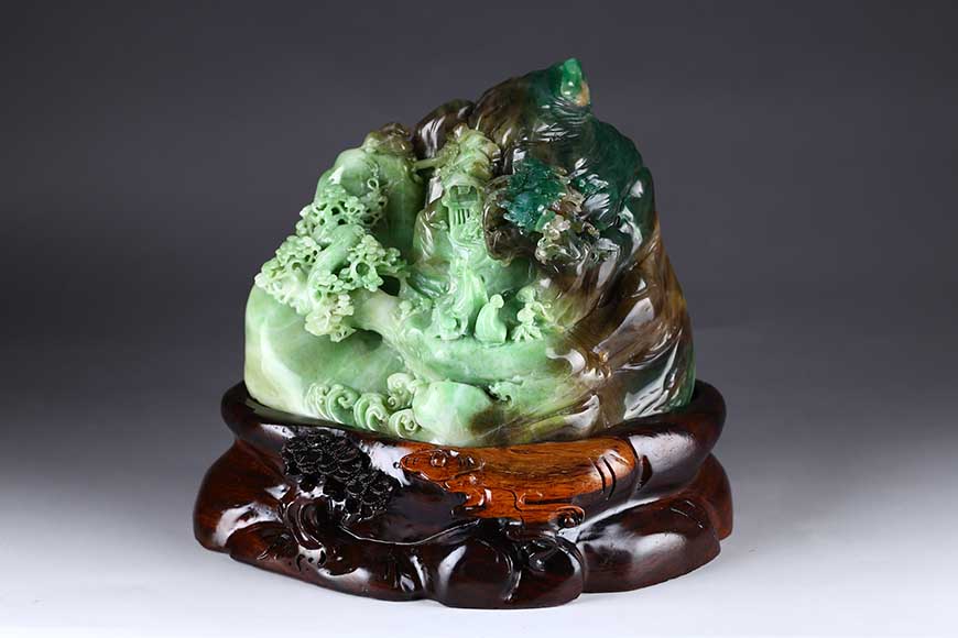 省级雕刻大师董学清作品 独山玉 遇知音 摆件 2050g 【玉石王朝】