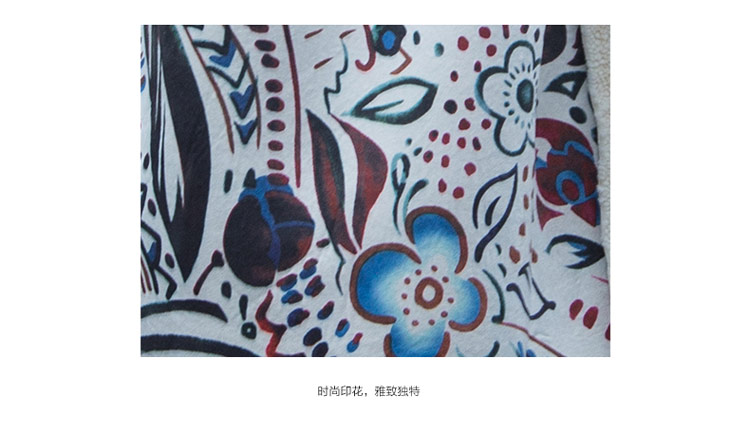 2015新款秋冬羊毛大衣女秋冬宽松仿羊羔毛外套翻领复古印花麂皮绒风衣羊毛外套中长款韩版 M/160