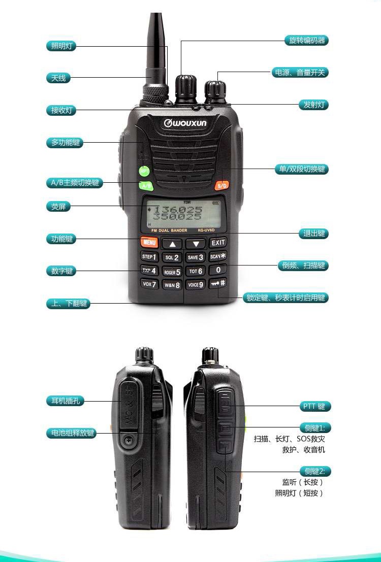 wouxun欧讯kg-uv6d豪华版 民用自驾游无线电手台对讲机