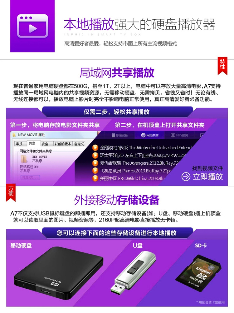 比电（biidi）A7 四核网络电视机顶盒 无线wifi网络盒子 超清4K网络播放器