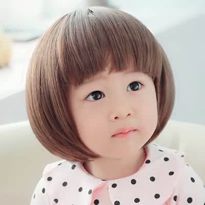 高端儿童假发 宝宝发套潮宝时尚动感帅气女生bobo头短发 亚麻色