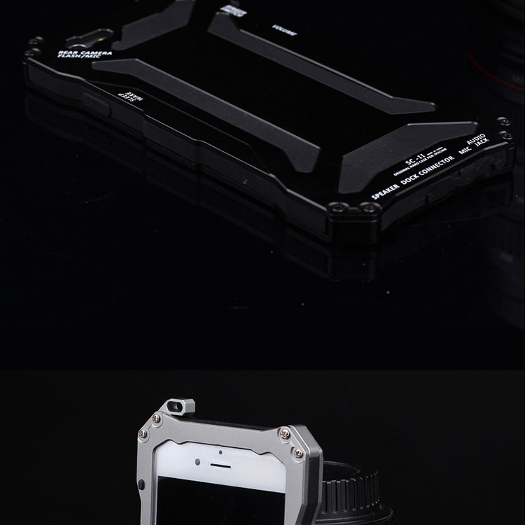 S.CENG Gundam Water Resistant Dustproof Shockproof Silicone Gorilla Glass Aluminum Alloy Metal Case Cover for Apple iPhone 6S