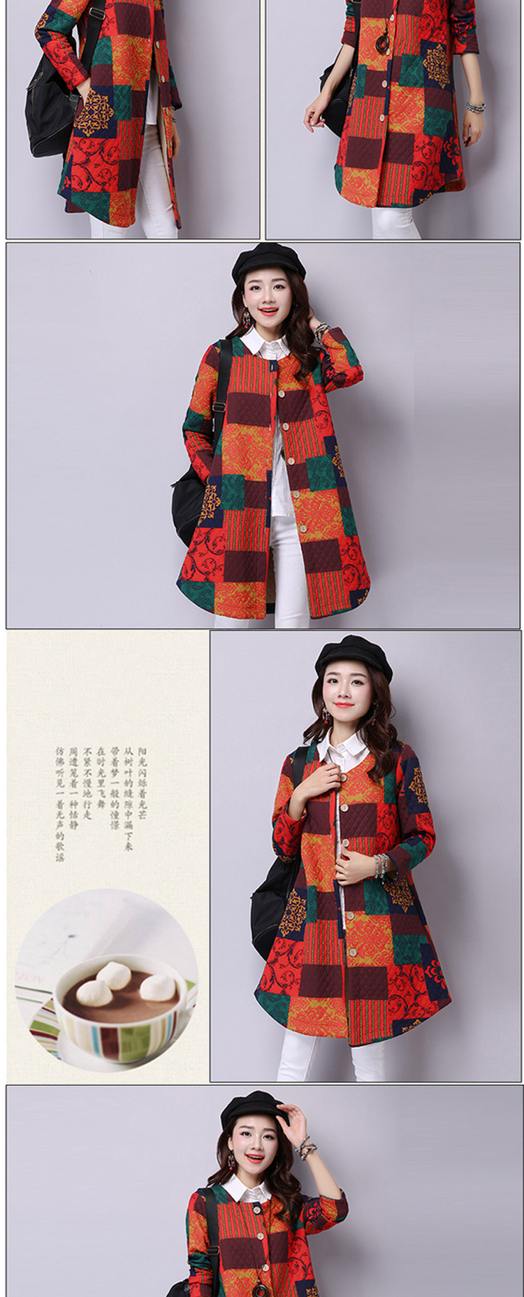 莎虹派2016春秋季长袖衬衫女装新款韩版气质修身印花衬衣 女 s6268 红花  L
