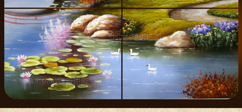 
                                        恒美油画 欧式手绘油画 托马斯田园风景客厅餐厅玄关过道装饰画 酒店别墅背景墙有框画壁画 豪华框4A 160x80                