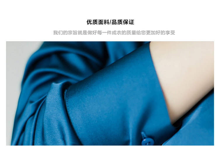 格润雅性感长袖上衣2015秋冬新款时尚百搭打底衫纯色衬衣职业衬衫 湖蓝色 S