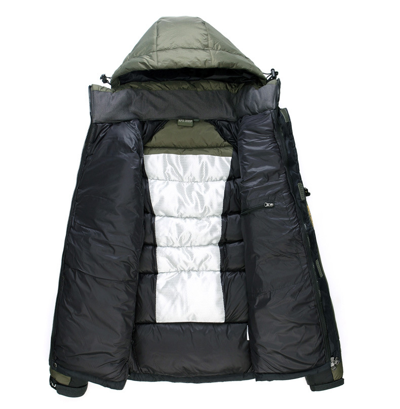 战地吉普afs jeep 男士秋冬新款加厚白鸭绒大码羽绒服 时尚拼色保暖