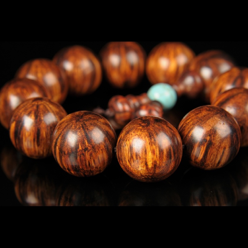 黄花梨西瓜纹手串