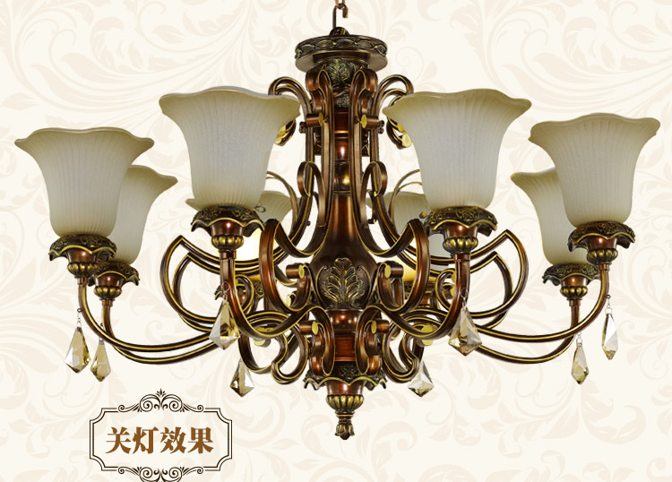 复古怀旧风欧式客厅吊灯树脂宫廷风水晶大厅八头家用灯具 DHD11U-8