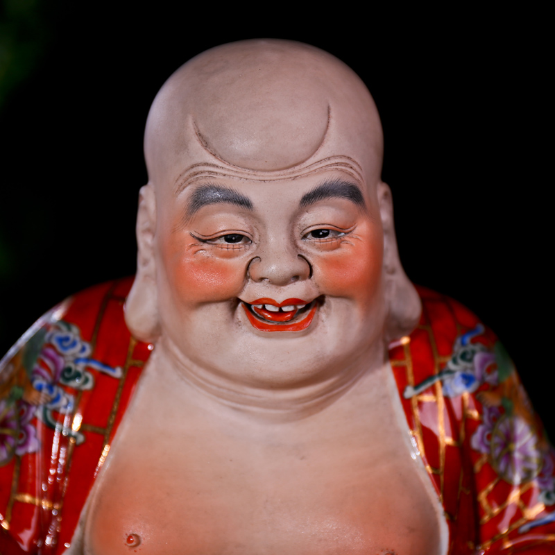 景德镇雕塑瓷厂老艺人遗留 雕塑描金哈哈罗汉