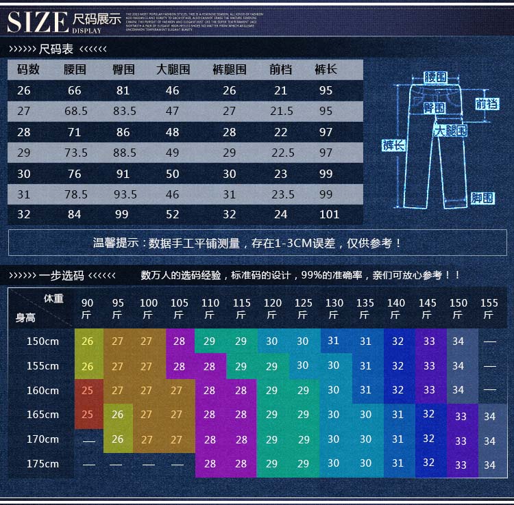 ziweiyimeng 2016秋冬装条纹松紧腰大码加绒加厚牛仔长裤女修身铅笔小脚裤 蓝色 加绒款 28码
