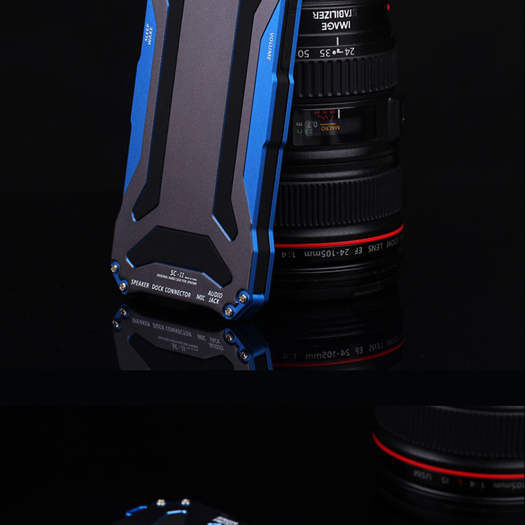 S.CENG Gundam Water Resistant Dustproof Shockproof Silicone Gorilla Glass Aluminum Alloy Metal Case Cover for Apple iPhone 6S