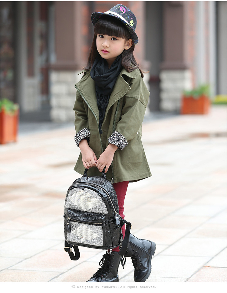 精明宝贝童装女童冬装风衣外套2015新款儿童中长款纯色上衣 gg451