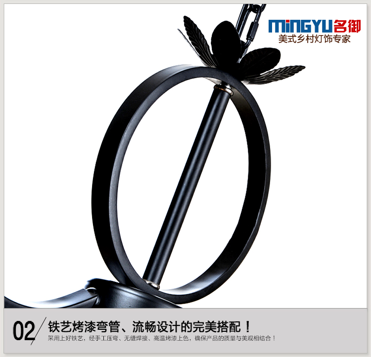 名御美式乡村吊灯欧式现代简约铁艺灯餐厅灯卧室灯书房灯客厅灯 3头带LED白光