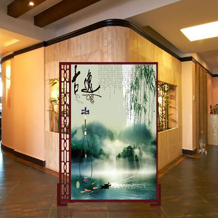 优阁调实木屏风隔断订制进口樟子松木中式双面缕空单扇屏风中式座屏雕花风水墙 绿色 120*180左镂