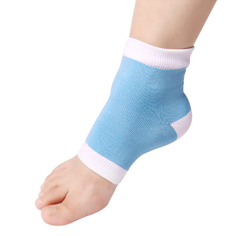 健身运动秋冬防裂袜足跟防裂袜 脚后跟防裂套硅胶后跟保护套 浅蓝色