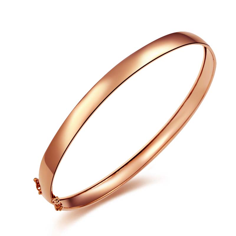 浪漫丽人 18k彩金手镯 玫瑰金手镯 闪亮手镯 新款18k玫瑰金女手镯 au