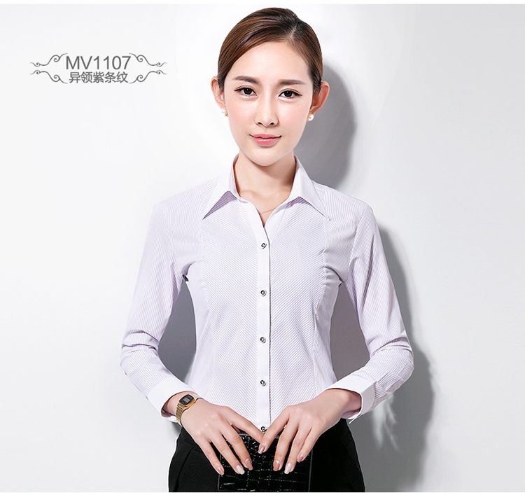半梵 衬衫女式长袖长款棉修身衬衣 春夏季女士白色职业韩版工装女装VH-1 纯白色VH-1 38