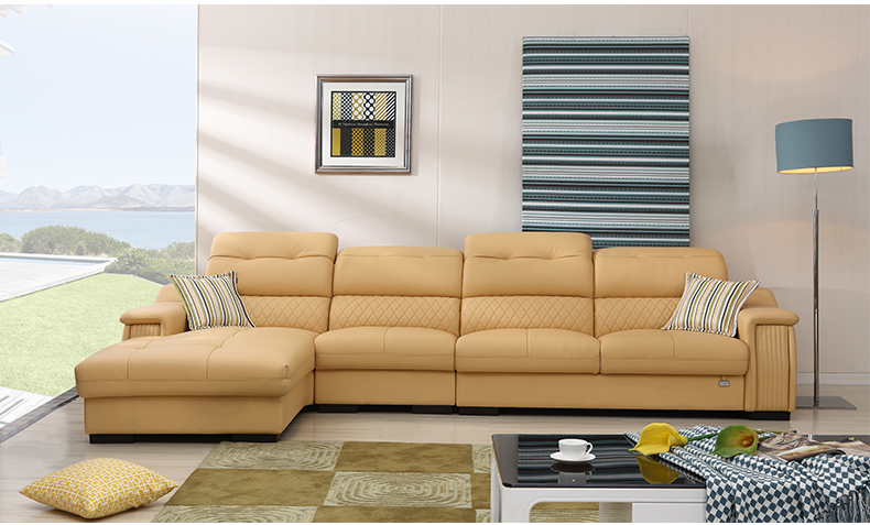 全友家居 现代真皮沙发组合头层牛皮转角客厅大小户型沙发 102089