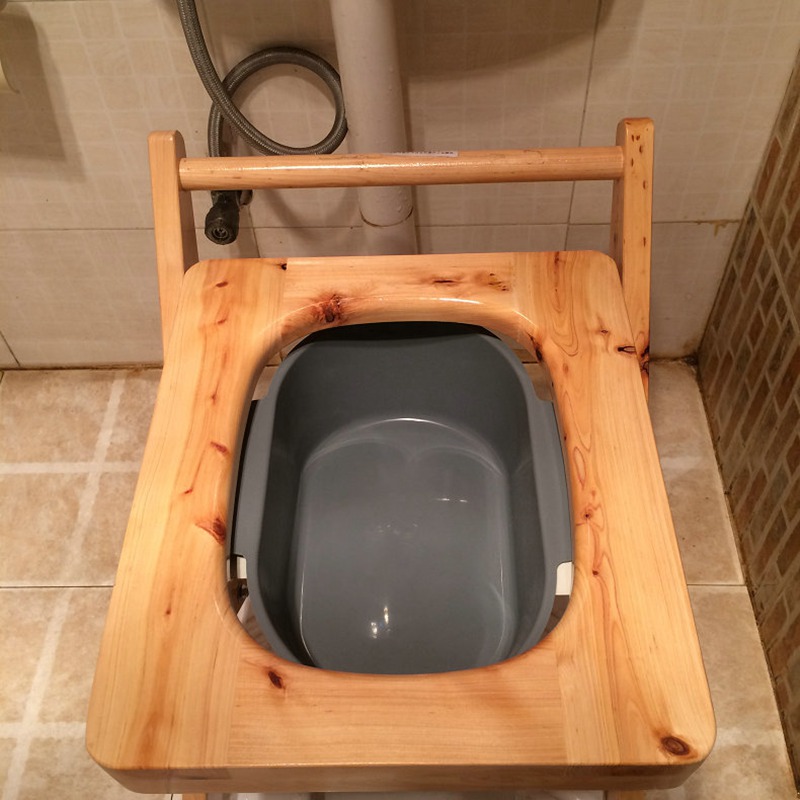 尚熙 实木折叠带盆坐便椅 孕妇带盆月子凳 老人移动马桶大便凳座便椅