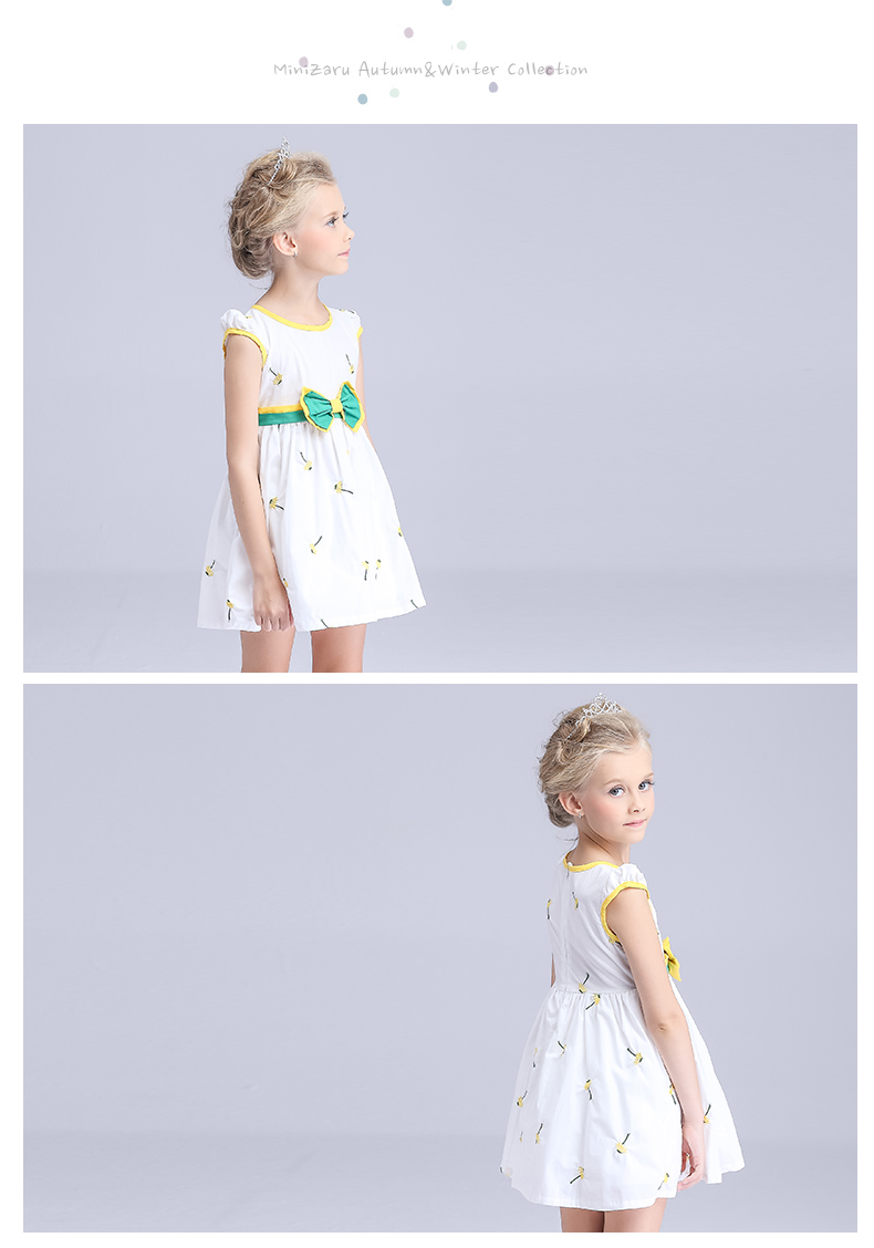 精明宝贝女童连衣裙夏2016韩版新款童装儿童卡通公主裙 动物图案 120