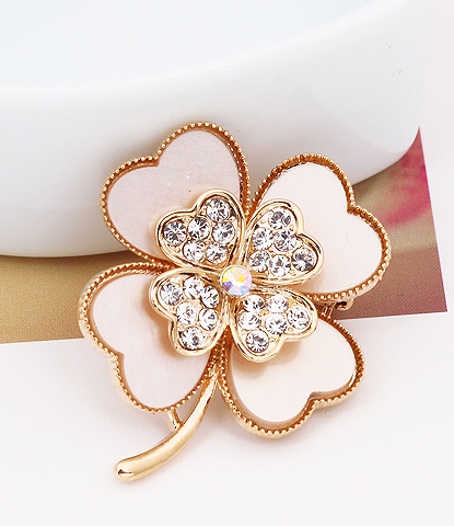 韩版镶钻四叶草胸针简约女胸花别针饰品女款
