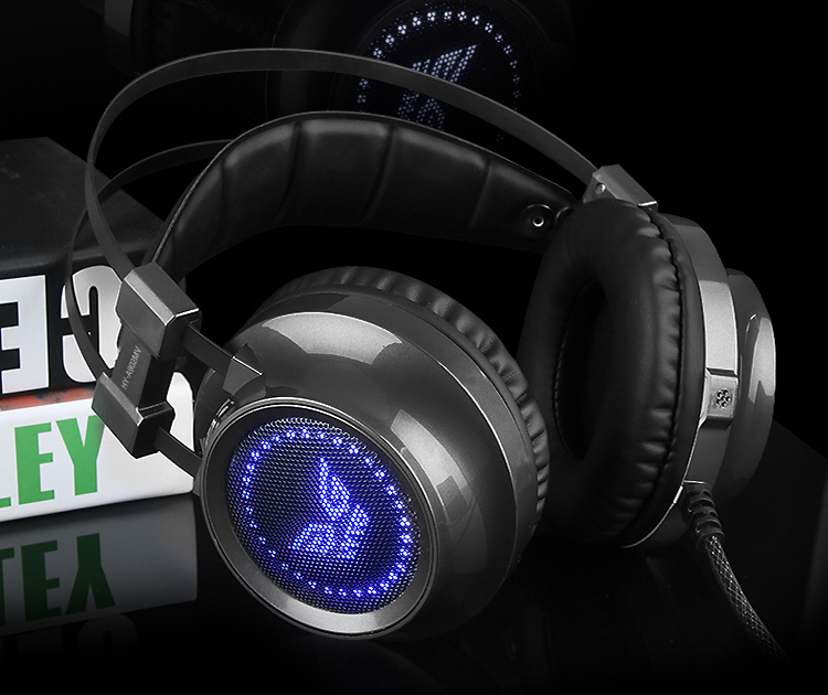 现代hyundai 耳机 头戴式自适应游戏耳机竞技降噪酷炫led灯立体声低音