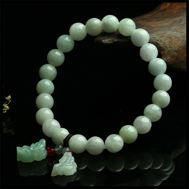 至翠斋翡翠珠子手链手工串珠玉石貔貅佛玉坠子玉手链