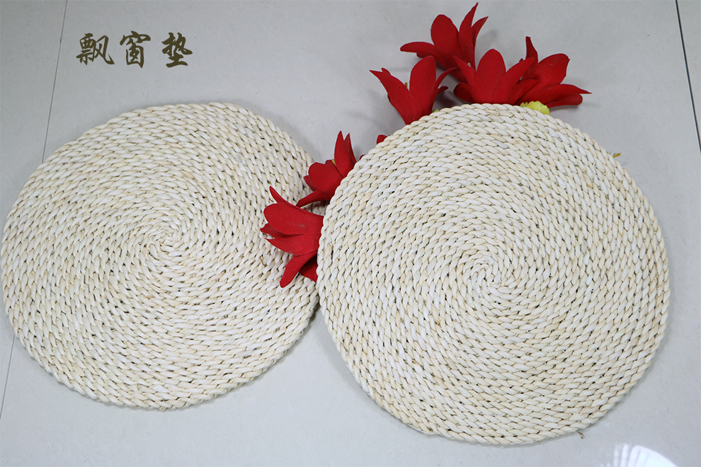 天玺香颂 直径40榻榻米天然玉米皮编织垫子 手工草编坐垫 瑜伽垫飘窗