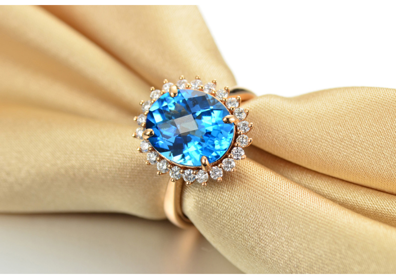 99克拉托帕石戒指彩色宝石女戒 18k玫瑰金彩宝指环 订做 9天内发货 7