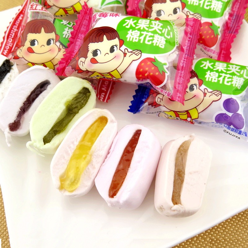 包邮 婚庆结婚喜糖peko 不二家夹心棉花糖混合500g 散装水果糖软糖