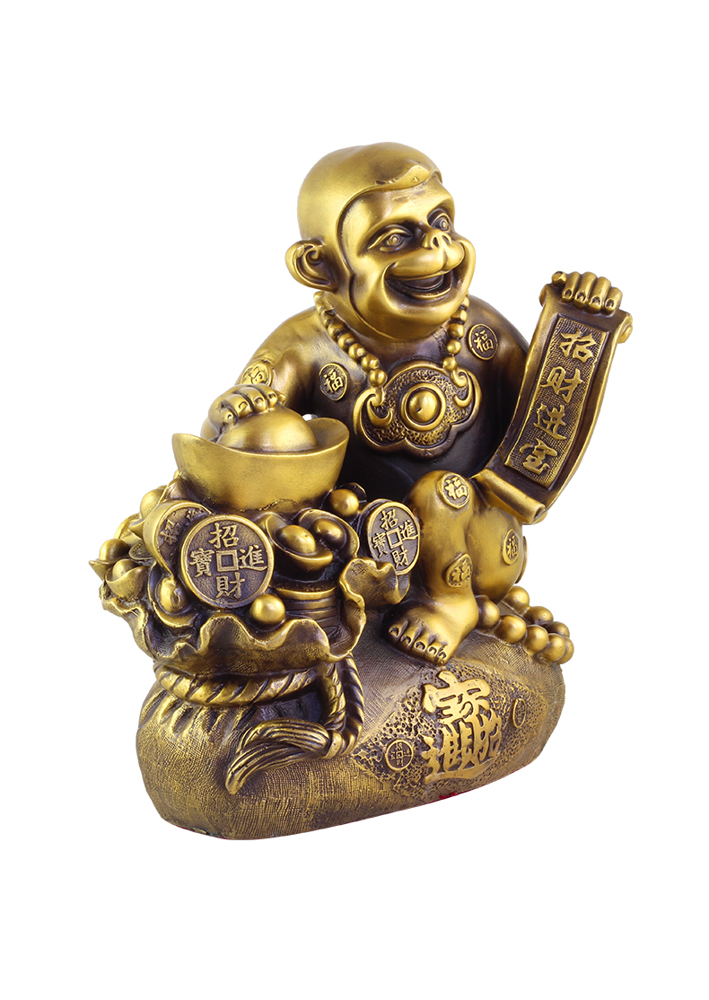 十二生肖铜金猴聚财聚宝盆摆件 生日礼品工艺品家居饰品属相猴